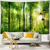 Tapisseries Soleil Vert Forêt Tapisserie Tenture Murale Paysage Art Esthétique Chambre Chambre Salon Décor Fond Tissu