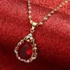 Pendant Necklaces RED GREEN Colored Stones Women Girl Gold Color CZ Jewelry African Arab Middle East Gifts