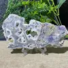 Figurines décoratives naturel violet sphalérite tranche de cristal spécimen minéral poli Quartz dalle roche maison chambre décoration cadeau énergie