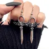 Dangle Earrings Dark Gothic Sword Bat Earring For Wicca Women