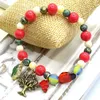 Charm Bracelets Top-rated Fashion Alloy Charms Glass Beads Red With Tree Leaf Women DIY Jewelry Female Bijoux Gift B15213