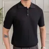 Polo Masculino Cor Sólida Fashion Casual Slim Stretch Respirável Camisa Branca Manga Curta Alta Qualidade Verão Casual Slim Camisas 230711