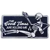 The Good Times Are Killing Me Sewing Notions 100% Embroidered Iron On Patches Sew On Skull Novelty DIY Applique Custom For Clothin303D