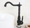 Kitchen Faucets Black Oil Rubbed Brass Swivel Spout Wash Basin Faucet Single Hole Bathroom Sink Cold And Water Mixer Tap Dnfba4