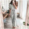 Basic Casual Dresses Retail Women Shirt Designer Commuting Plus Size S3Xl Long Dress Fashion Forged Face Clothing Dro Dhkhv