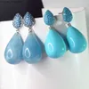 Charm KQDANCE Turquoise Pink Quartz Blue Aquamarine Black Natural Stone Pearl Pendant Earrings with 925 silver pins suitable for women's jewelry Z230713