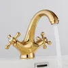 Bathroom Sink Faucets European-style Copper Gold Faucet Antique Basin Hand Washing Cold& Wash Retro Table Household Accessories