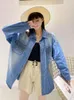 Women's Blouses Denim Shirt 2023 Heavy Industry Diamond-Encrusted Fringe Design Long Sleeve Light Color