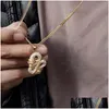 Pendant Necklaces Chinese Dragon White Zircon Hip Hop Designer Necklace For Lovers - Gold-Plated Jewelry Drop Delivery Pendants Dhdrf