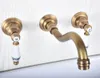 浴室のシンクの蛇口アンティーク真鍮壁掛けデュアルハンドル広く普及している 3 穴洗面器浴槽の蛇口ミキサー水栓 Msf510