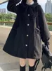女性のウールブレンド 2022 冬暖かいかわいい甘いコート女性白日本かわいいロングウールコート女性ピーターパン襟ルース韓国スタイルオーバーコート HKD230712