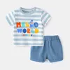 Conjuntos de roupas de algodão de marca, conjuntos de bebê, lazer, esportes, camiseta, shorts, conjuntos, roupas de criança, roupas de bebê, menino 230711