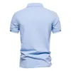 Camisetas Masculinas AIOPEON Marca 100 Camisas Pólo de Algodão Casual Cor Sólida Manga Curta para Homens Verão Desinger Roupas 230711