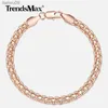 5mm Bracelet À Main pour Femmes Hommes 585 Or Rose Couleur Bismark Lien Chaîne Cuivre Bracelets Élégant Bijoux Cadeaux 20 cm GB422 L230704