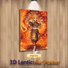 Rengoku Kyoujurou Demon Slayer Anime 3D Motion soczewkowy plakat do pokoju tapeta z dekorem odwróć obraz (bez ramki) L230704