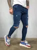 Hommes Jeans Mode Street Style Genou Déchiré Maigre Hommes Vintage Lavage Solide Denim Pantalon Hommes Casual Slim Jogging Pantalon Vêtements 230711