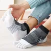 Calcetines para hombre, 5 par/lote, punta de verano para hombre, cinco dedos, algodón fino, malla de tobillo, transpirable, deporte que absorbe el sudor