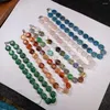 Choker Charming Jewelry Natural Malachite Agate Amethyst Jade Turquoise Flat Round Shape Beaded Necklace Exquisite Reiki Accessories