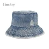 Chapéus Stingy Brim Washed Denim Dome Top Sun Bucket Hats Panamá Mulheres Bonés de Verão Aba Larga Dobrável Viagens Ao Ar Livre Anti-UV Beach Bonnet 230711