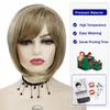 Perruques synthétiques GNIMEGIL court pour les femmes Blonde Bob perruque avec frange faits saillants coiffures naturelles femme Cosplay Halloween quotidien