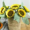 Decorative Flowers 1pc Artificial Sunflower Large Sun Flower Silk Fake Ornament Home Decor Short Branch High Quality