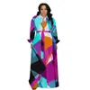 Kvinnor Casual Dresses Designer Autumn Winter Plus Size Clothing Loose Skirt Fashion Printed Colorful Shirt Dress 3xl