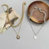 Naszyjniki z wisiorkami perła w stylu Vintage portret naszyjnik warstwowe łańcuchy estetyczna biżuteria łańcuszek na monety Choker akcesoria dla dziewczynek prezenty kobiety