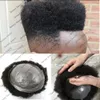 Natuurlijk Menselijk Haar 0.06mm Huid Basis Afro Mannen Haar Vervanging Toupetje Duurzaam PU 4mm Mannen Pruik voor zwarte Mannen Capillaire Prothese