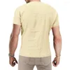 Fritidsskjortor för män Lättviktsskjorta Snygg strandkläder Slim Fit V-ringad T-shirt för sommaren Pullover Topp i enfärgade 3 år