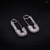 Boucles d'oreilles Super brillant trombone femmes boucle d'oreille en forme de U pavé Bling Zircon créatif oreille os 14K véritable or bijoux cadeau