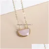 Pendant Necklaces Creative Natural Stone Necklace Facted Shape Lapis Lazi Pink Crystal High Grade Jewelry Drop Delivery Pendants Dhfdr