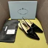 Designer luxe driehoek Cielo beige puntige neus slingback pomp kitten hak schoenen met doos