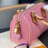 Зеркало качество подушкой дизайнерская сумочка розовая патентная кожаная тота
