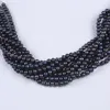 Pierres précieuses en vrac teintées couleur noir 8-9mm forme ronde perle d'eau douce brin bonne Surface perles de haute qualité