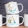 Mugs Personalized Mug Floral Initial with Name Cup Custom NameTea Coffee Chocolate Mug Bride Bridesmaid Mothers Day Gifts for Her R230712