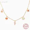 Collares pendientes MC 925 Collares de plata esterlina 2022 Trendy Summer Beach Zircon Marine Octopus Starfish Animal Collar Charms para Jewerly Gift HKD230712