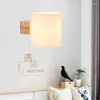 Wall Lamp Modern Led Wooden Nordic Frosted Glass Wood Lights Sconce Hallway Aisel El Bedroom Corridor Home Decor Lamps