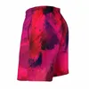 Short masculino com estampa de pincel na cintura elástica Masculino Curto Vermelho Abstrato Pintura Tamanho grande Calção de banho Qualidade