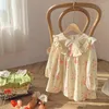 Fille Robes Volants Robe Coton Mode Coréenne Doux Rose Imprimer Enfants Robe 2023 Printemps