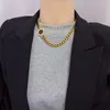 Tour de cou exagéré noir rond marque titane acier collier gros gros couleur or chaîne épaisse chiffres romains collier bijoux