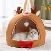 1pc noël wapiti forme conception maison pour animaux de compagnie lit chaud chat grotte pour chats d'intérieur petits chiens