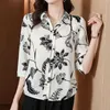 Chemisiers pour femmes Chemises Casual Mode Floral Imprimé Bouton Chemise En Mousseline De Soie Été 2022 Nouveau Col Polo Demi Manches Lâche Pulls Blouse Vêtements Pour Femmes L230712