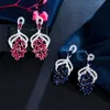 Stud Handmade Luxury Big Dropping Grape Flower Shaped Micro Pave Royal Blue Green Cubic Zircon Stones Earrings for Women CZ142 230711