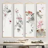 Kinesisk stil Bambu Scroll Väggmålning Vintage Vardagsrum Dekorativ affisch Hemkontor Dekaler Väggkonst Bild Tapet L230704