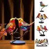 Oggetti decorativi Figurine Uccelli macchiati sul ramo Ornamenti per desktop Serie di lega di uccelli multicolori a doppia faccia Decorazioni acriliche 230711