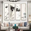 新しい中国風のキャンバスプリント蓮海老書道インク風景壁画ポスター写真アート茶室ポーチ家の装飾 L230704