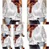 Damesblouses Overhemden Dames Dames Elegante mode Vlinderprint Top Verstoorde rand Casual blouse met lange kanten mouwen Drop Delivery Dhsts