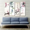 Chiński Plum Blossom przewiń wiszące plakat na płótnie Vintage ściana kwiatów obraz przewiń malarstwo do salonu Home Decor L230704