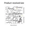 Andere dekorative Aufkleber 2022 Neuer kreativer englischer Slogan „Jede Familie hat eine Geschichte“-Kombinationswandaufkleber „Familie und Leben, Gesetz, Liebe“, Wanddekoraufkleber x0712