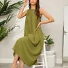 Casual Kleider Solide Lose-taille Damen Kleid 2023 Sommer Mode Oansatz Für Frauen Elegante Ärmellose Vestido De Mujer 26388